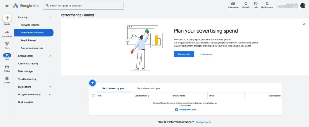 Google Ads console