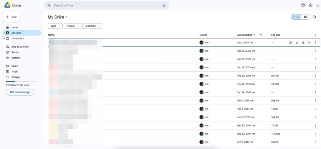 Google Drive UI