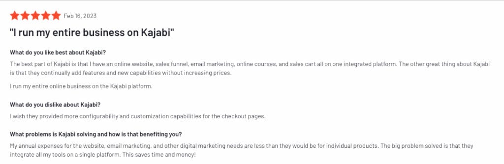 Kajabi Positive Review 3
