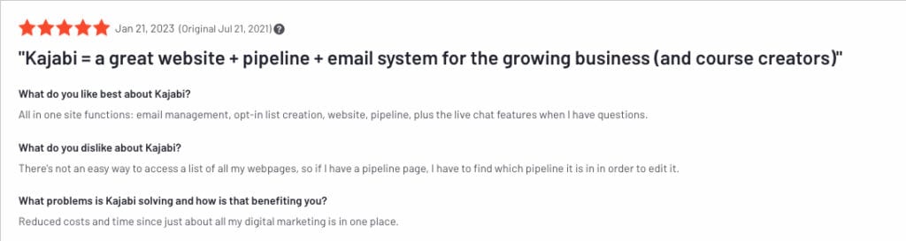 Kajabi Positive Review 4