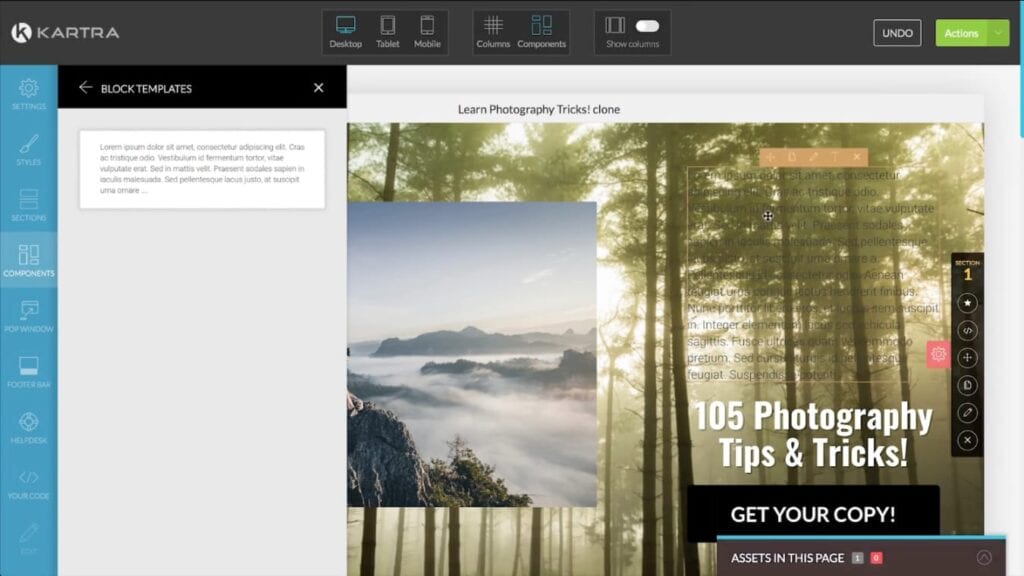 Kartra landing page builder