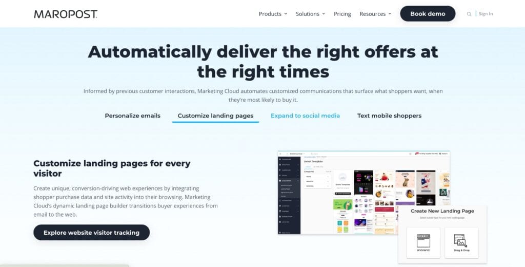 Maropost UI page example