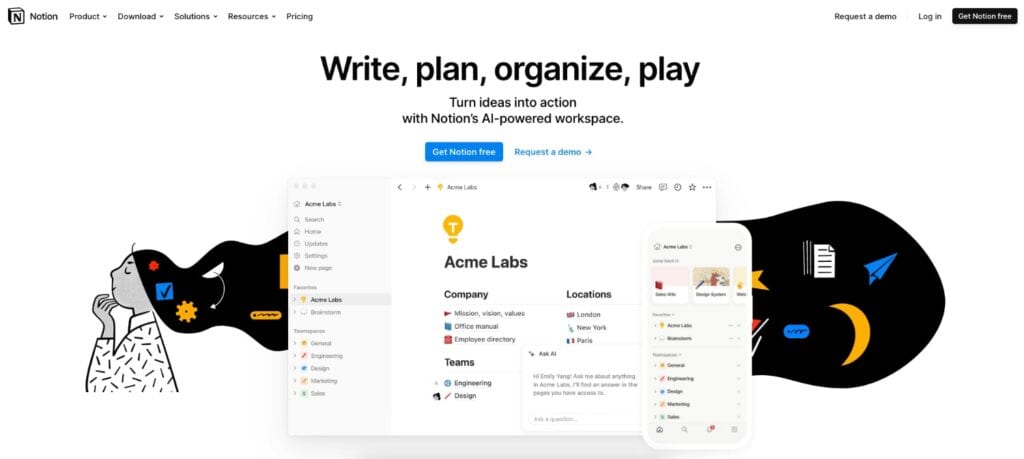 Notion homepage