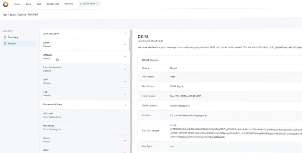 Litmus email tester screenshot