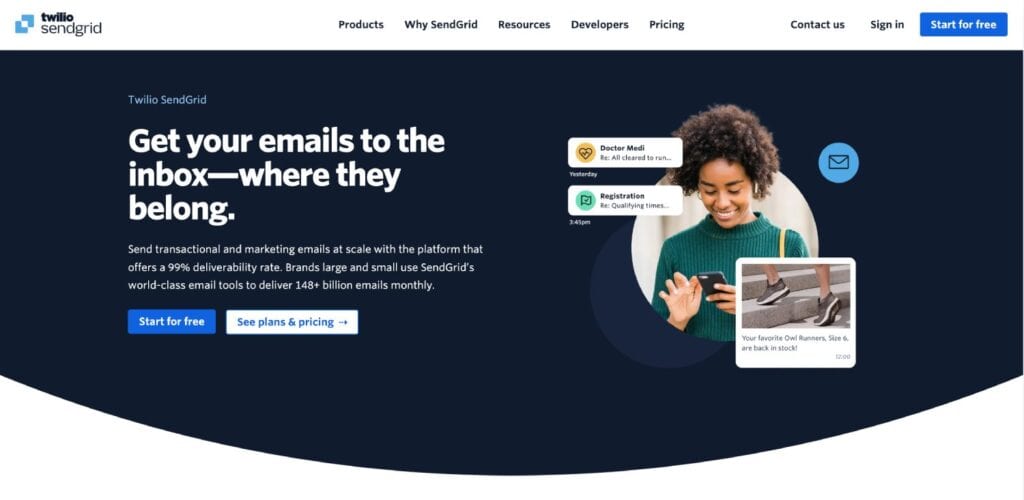 SendGrid Homepage