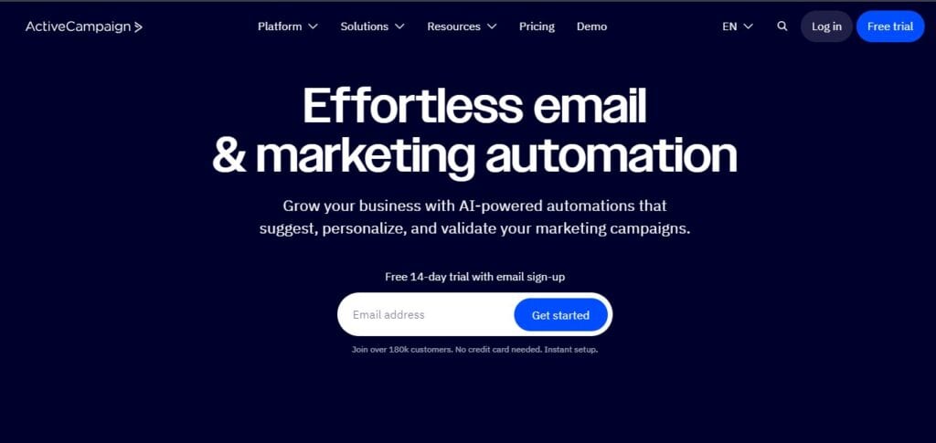 ActiveCampaign Homepage