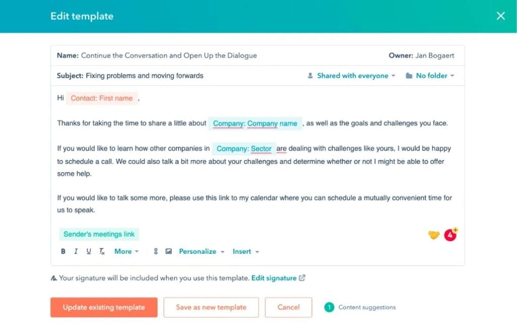 HubSpot email builder