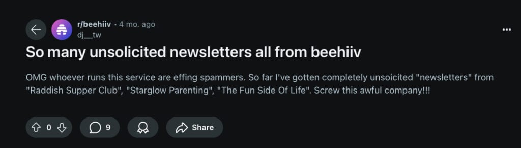 Beehiiv Spam Reddit 2