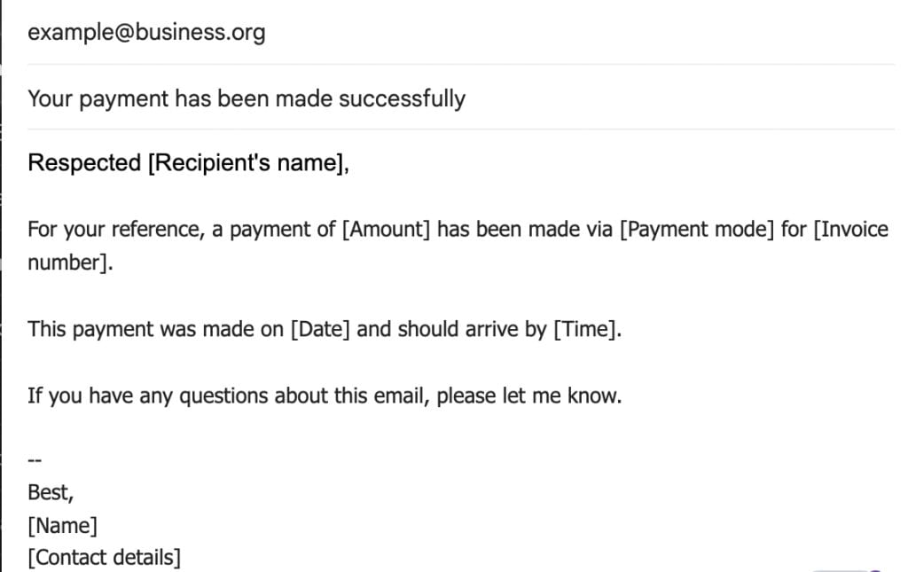 Remittance email example