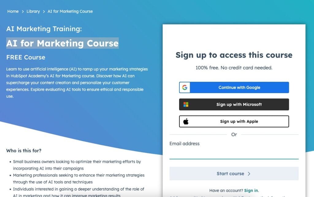 AI for Marketing Course by HubSpot