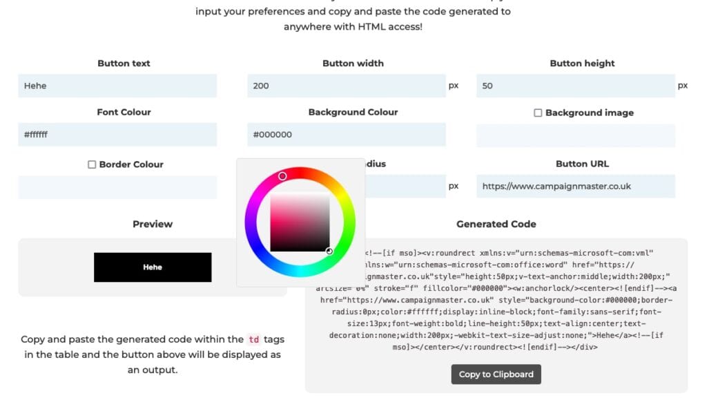 Campaign Master Email Button Generator is free