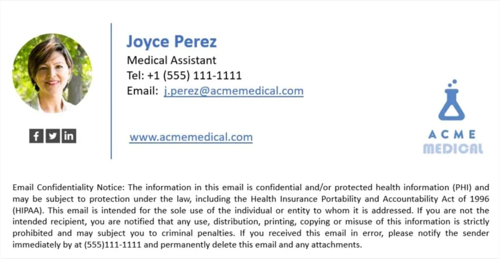 HIPAA compliant email example