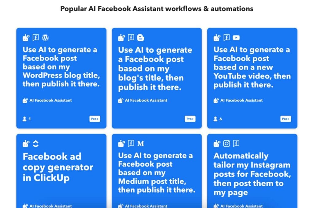 IFTTT features templates for various popular platforms