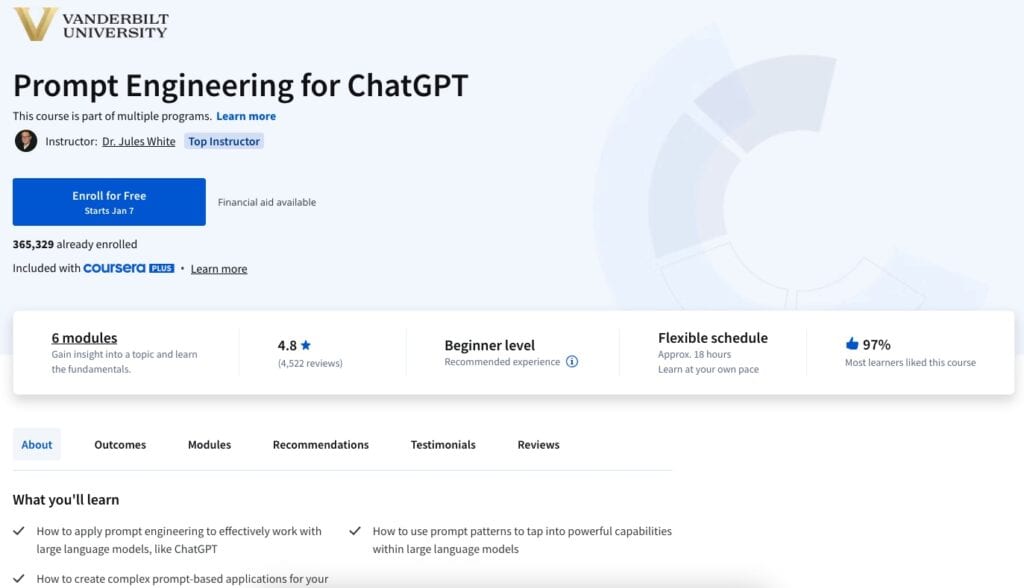 Vanderbilt Prompt Engineering for ChatGPT AI course