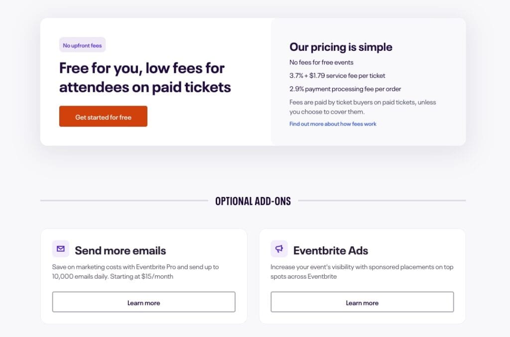 Eventbrite pricing