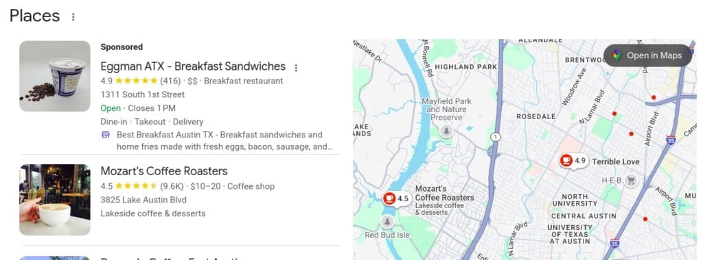 Local search results