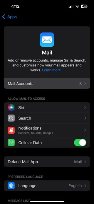 1 iPhone Mail App Settings