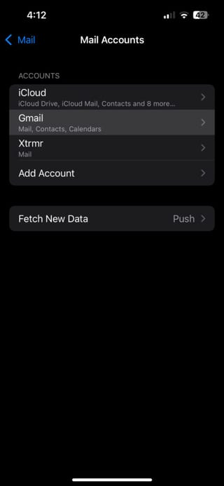 iPhone Choose Email Account