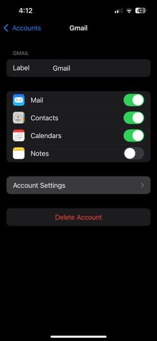 3 iPhone Account Settings