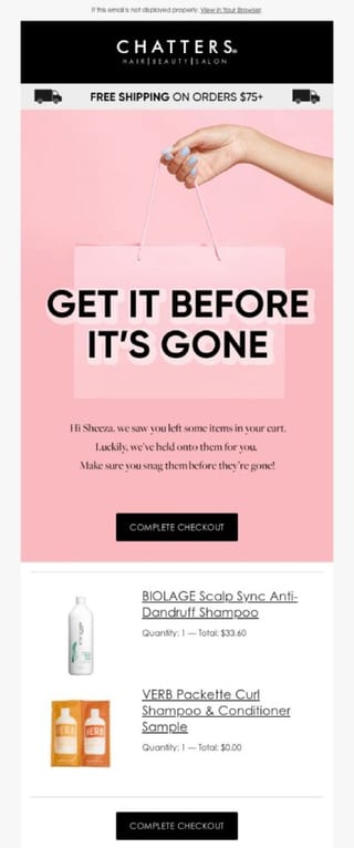 Abandoned cart email 3