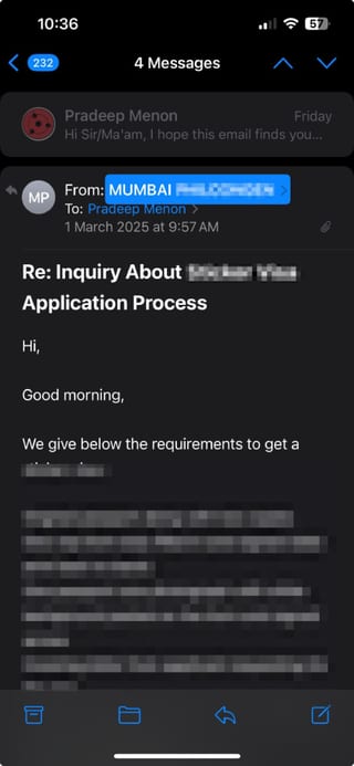Apple Mail on iPhone