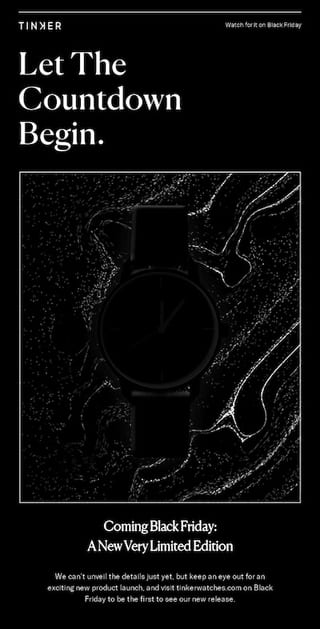Tinker announces Black Friday in a mysterious teaser email