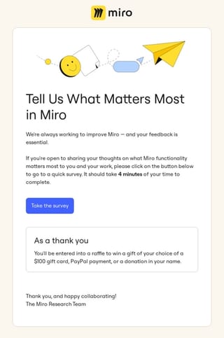 Miro email survey