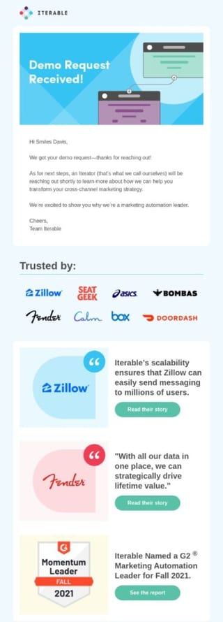 Testimonial email - b2b email strategy