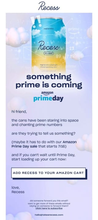 broadcast email example on a lilac background
