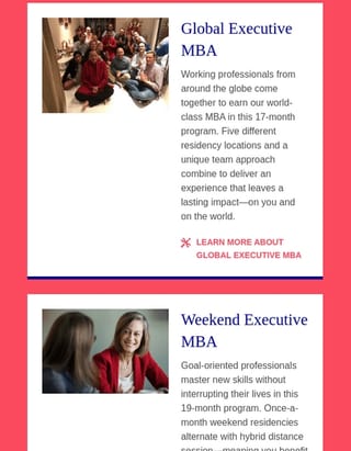 Duke MBA email seo example