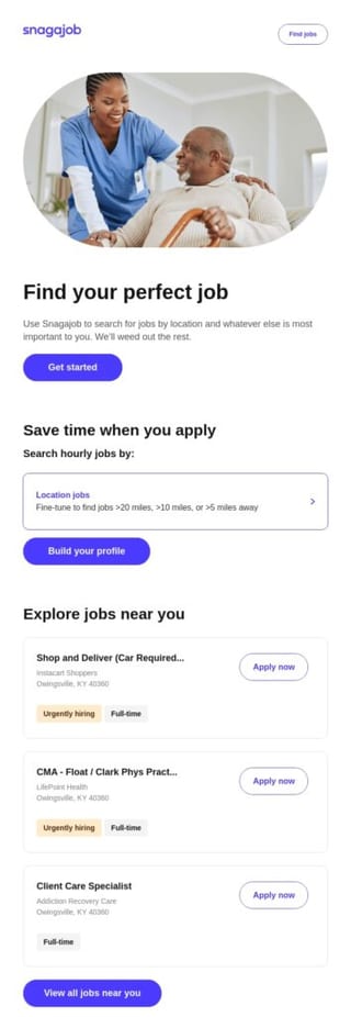 Snagajob get started email