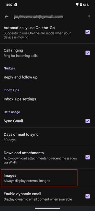 Unblock Images Gmail Android