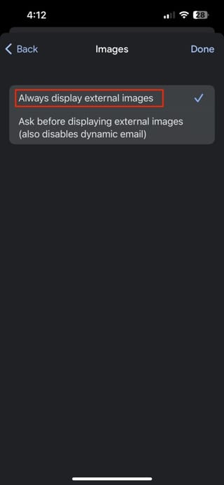 Unblock Images Gmail IPhone