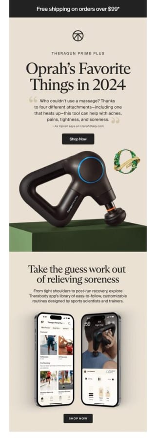 broadcast email example promoting a massager