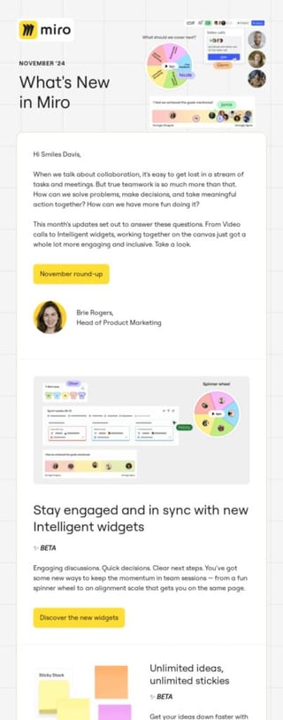 update broadcast email example