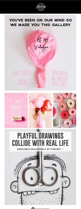 Personalized valentines email example