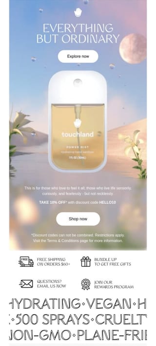 Touchland Welcome Email Content