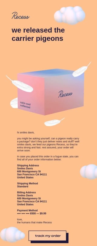 shipping confirmation email
