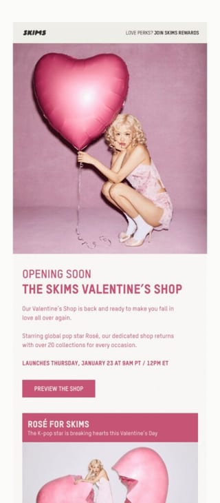 valentines day launch email