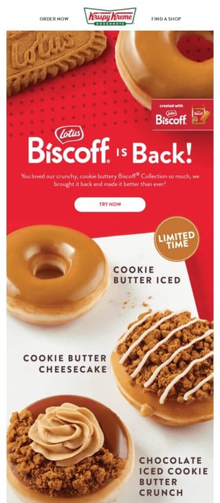 Krispy Kreme Biscoff Launch Email