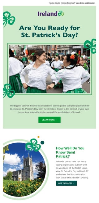 St. patricks day email example 1