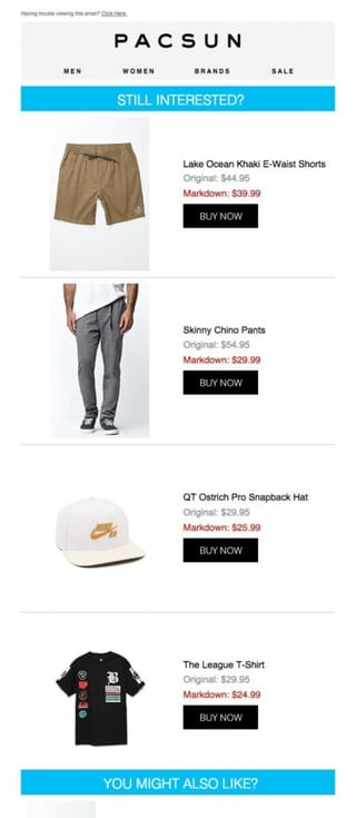abandoned cart email example