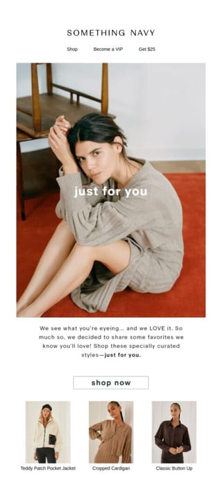 Abandoned cart email example