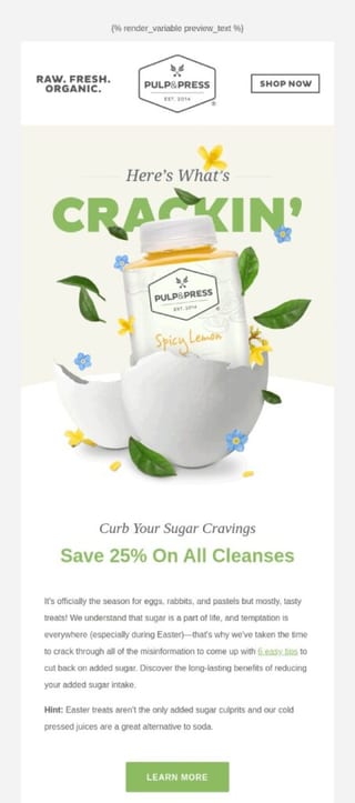 Easter email - promote products
