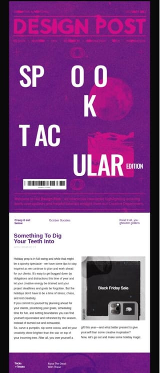 Email readability design example