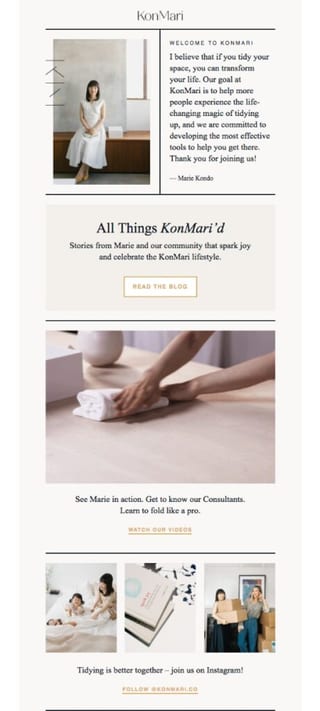 KonMari Subscription confirmaion email