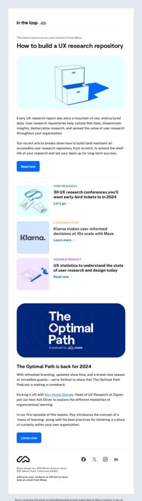 MAZE newsletter example