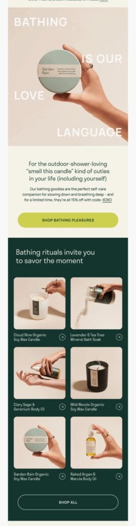 Promotional email design example
