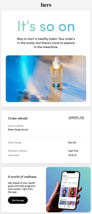 Transactional email design example