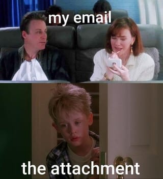 home alone attachment meme